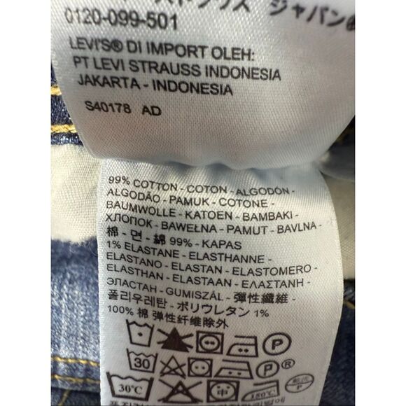 Levi’s TOO SUPERLOW BOOT 524 Women’s Dark Blue Flare Distressed Jeans Sz W28 L30 - Picture 12 of 13